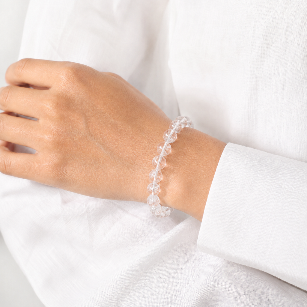 Natural Sphatik Bracelet (8mm) – Authentic Clear Quartz Crystal Wrist Accessory