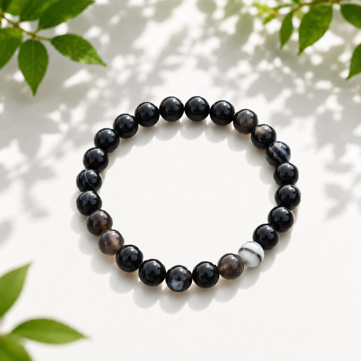 Natural Black Hakik Bracelet (8mm) – Authentic Black Agate Gemstone Wrist Accessory
