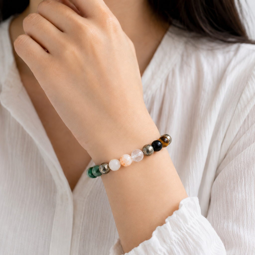 Natural Money Magnet Bracelet (8mm) – Authentic Multi-Gemstone Combination Wrist Accessory