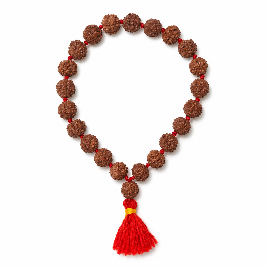Natural Rudraksha Mala 21+1 – Authentic Rudraksha Seed Chanting Beads