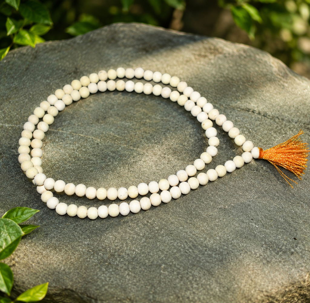 Bel Wood Jaap Mala (Bilva Mala) – Natural Belpatra Wood 108+1 Beads