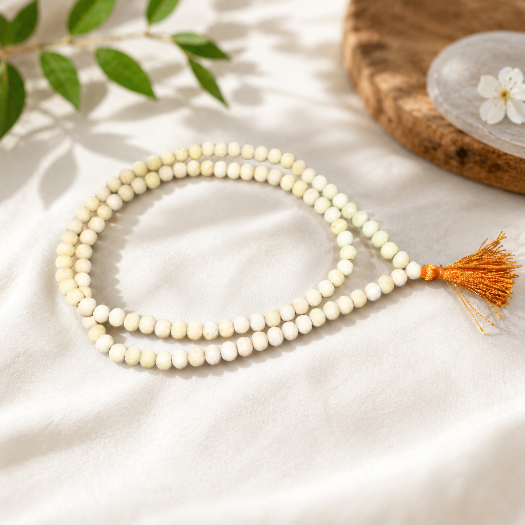 Bel Wood Jaap Mala (Bilva Mala) – Natural Belpatra Wood 108+1 Beads