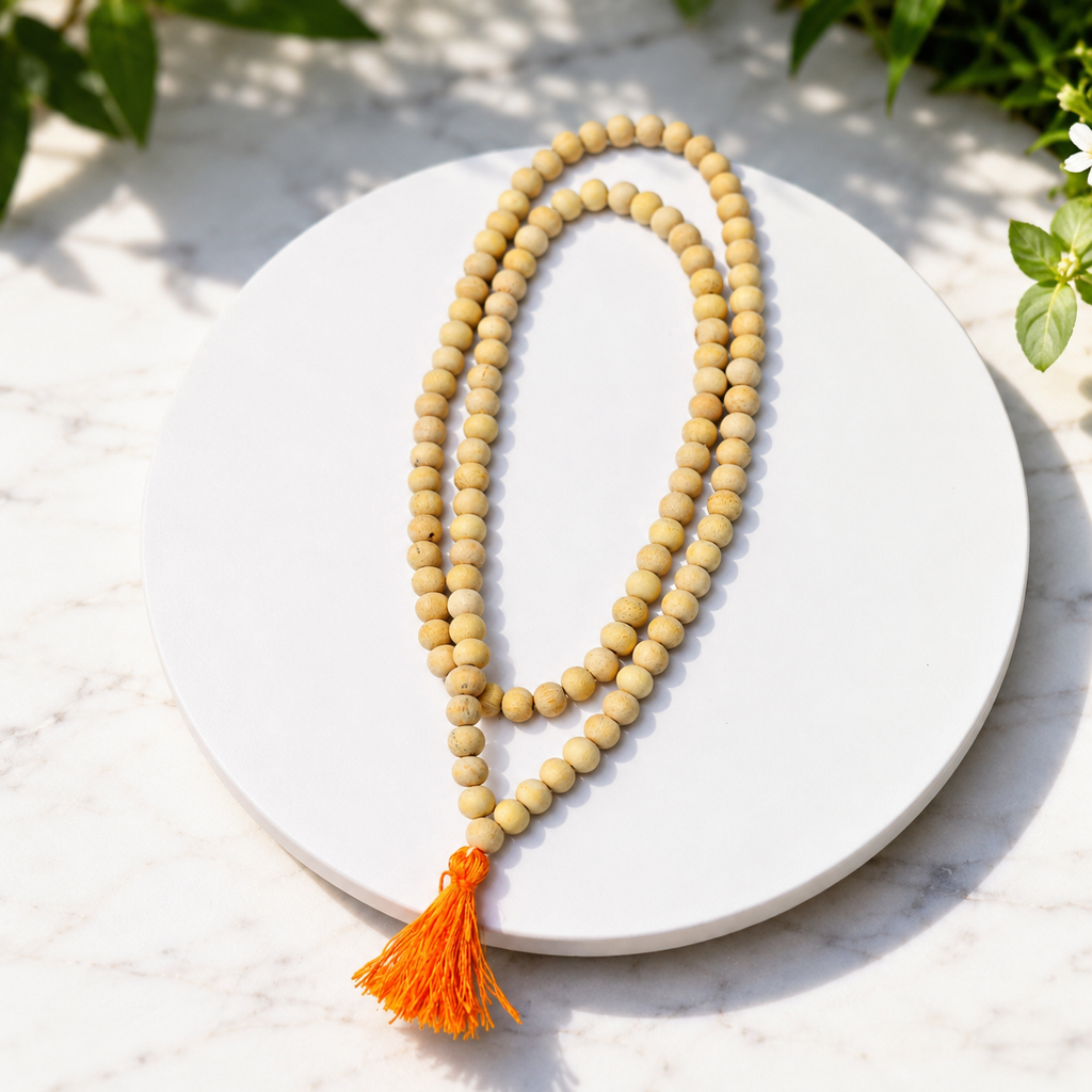 Bel Wood Jaap Mala (Bilva Mala) – Natural Belpatra Wood 108+1 Beads