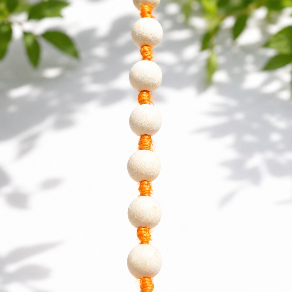 Bel Wood Mala 54+1 – Natural Bilva Wood Hand-Knotted Japa Mala for Chanting