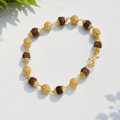 Gold Plated Modern Rudraksha Bracelet – Natural Beads with Premium Metallic Accents