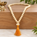 Natural Bel Wood Mala with Damru – Handcrafted Traditional Bilva Wood Spiritual Mala