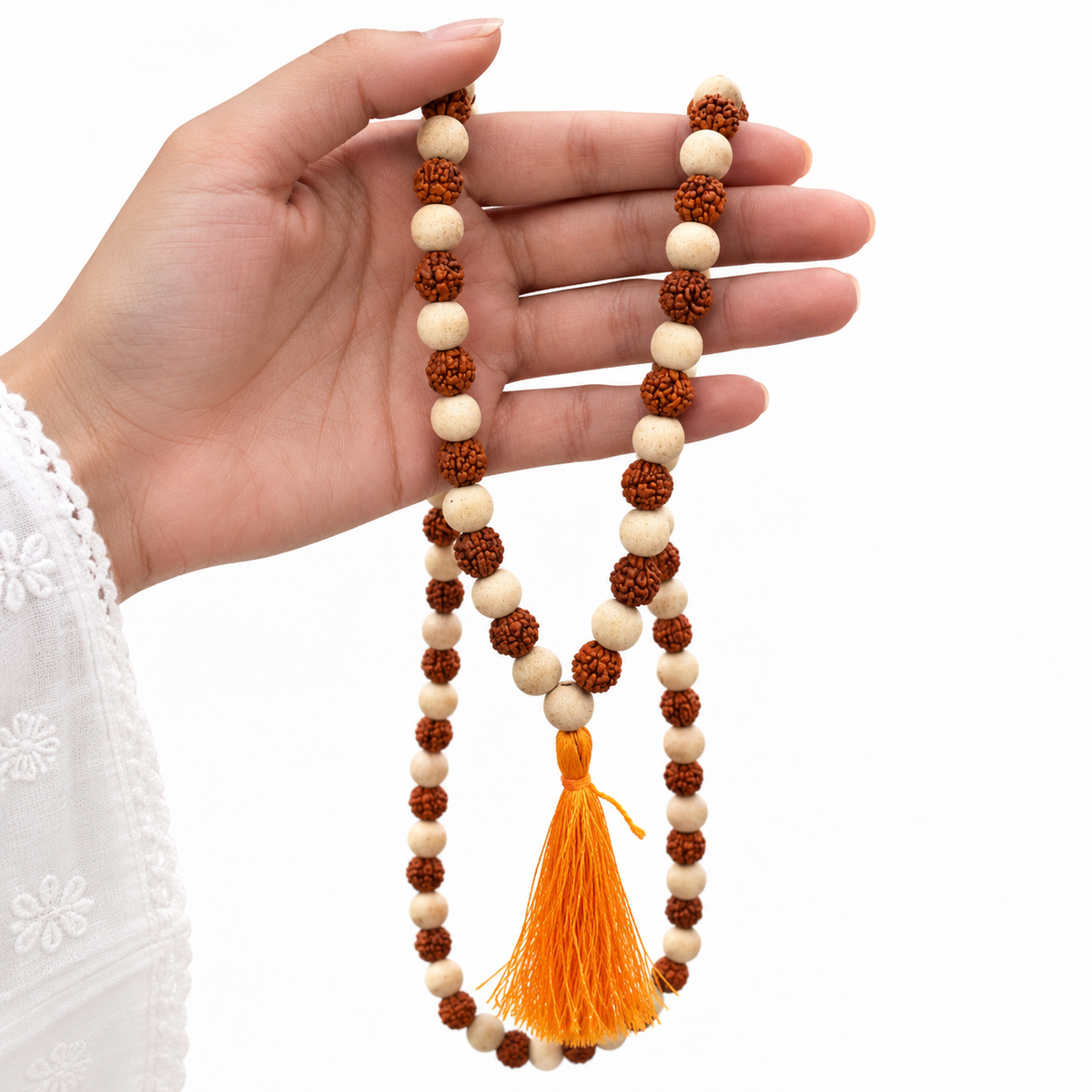 Natural Rudraksha & Bel Wood Combination Mala – Handcrafted Traditional Spiritual Mala