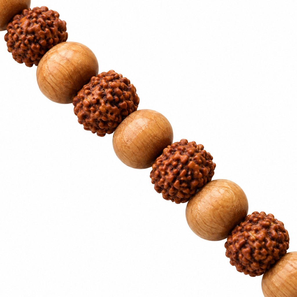 Rudraksha with Devdaru Wood Combination Mala – Natural Handmade Mala | Malaworld Official