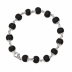 Karungali Bracelet with German Silver Cap – 8mm | Natural Black Ebony Wood