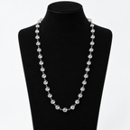 Natural Sphatik Mala with German Silver Caps – Authentic Clear Quartz Beads