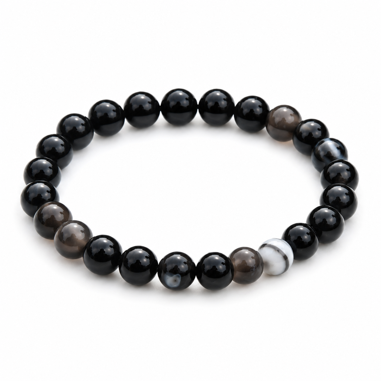 Natural Black Hakik Bracelet (8mm) – Authentic Black Agate Gemstone Wrist Accessory