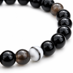 Natural Black Hakik Bracelet (8mm) – Authentic Black Agate Gemstone Wrist Accessory