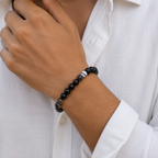 Natural Black Hakik Bracelet (8mm) – Authentic Black Agate Gemstone Wrist Accessory