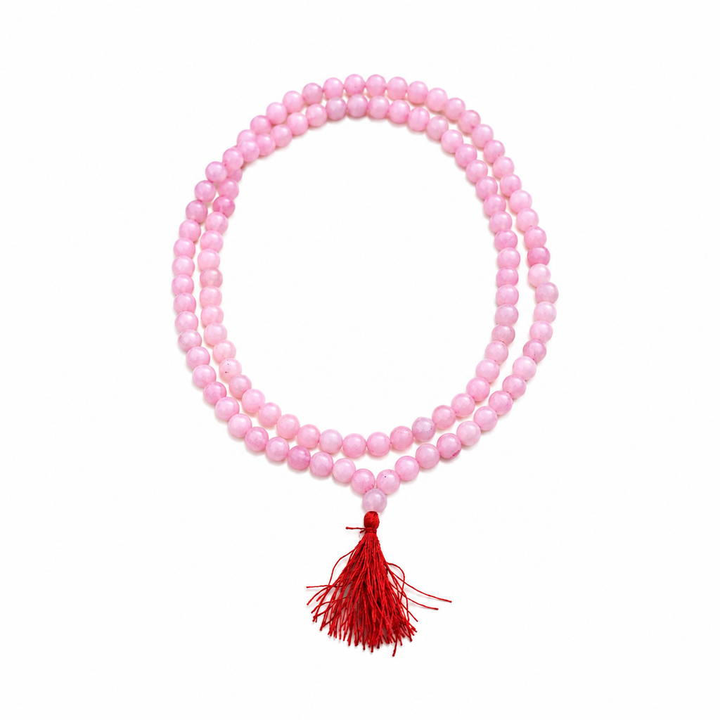 Natural Rose Quartz Gemstone Mala (8mm) – Authentic Soft Pink Crystal 108 Beads Mala