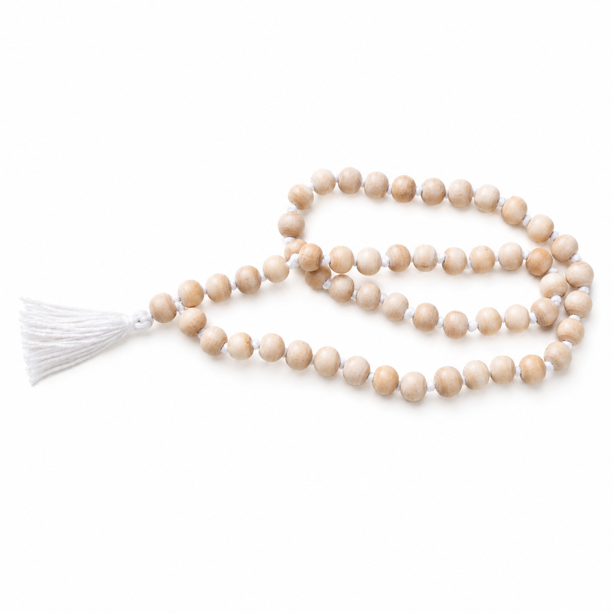 Tulsi Mala 54+1 – Natural Basil Wood Hand-Knotted Japa Mala for Chanting