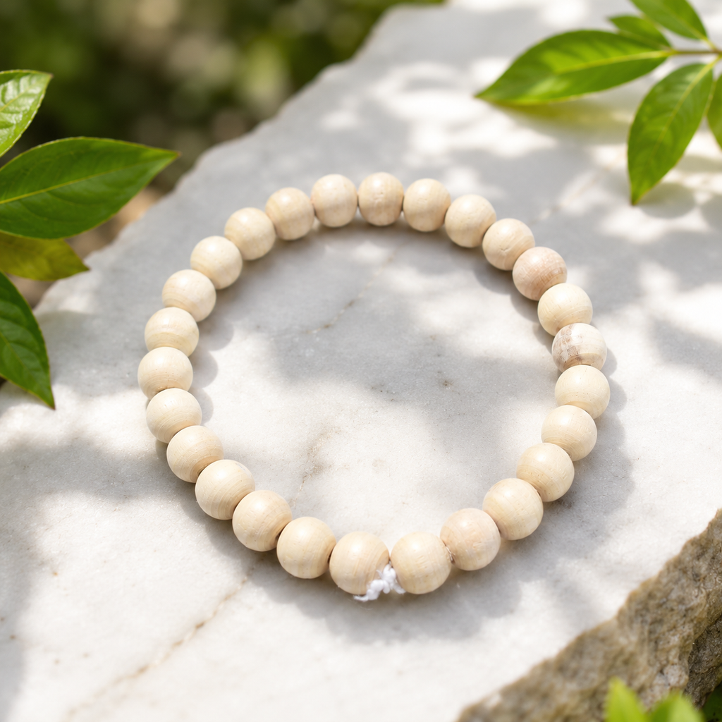 Tulsi Wood Bracelet – Natural Holy Basil Wooden Beads Wrist Accessory
