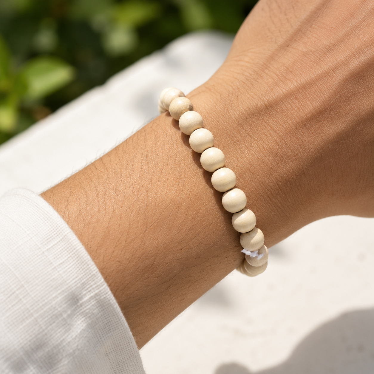 Tulsi Wood Bracelet – Natural Holy Basil Wooden Beads Wrist Accessory