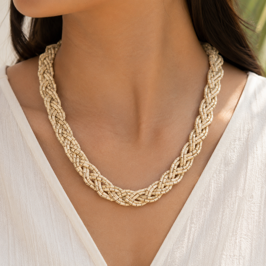 Multi-Layer Twisted Tulsi Kanthi Mala – Premium Hand-Woven Basil Wood Layered Neckpiece