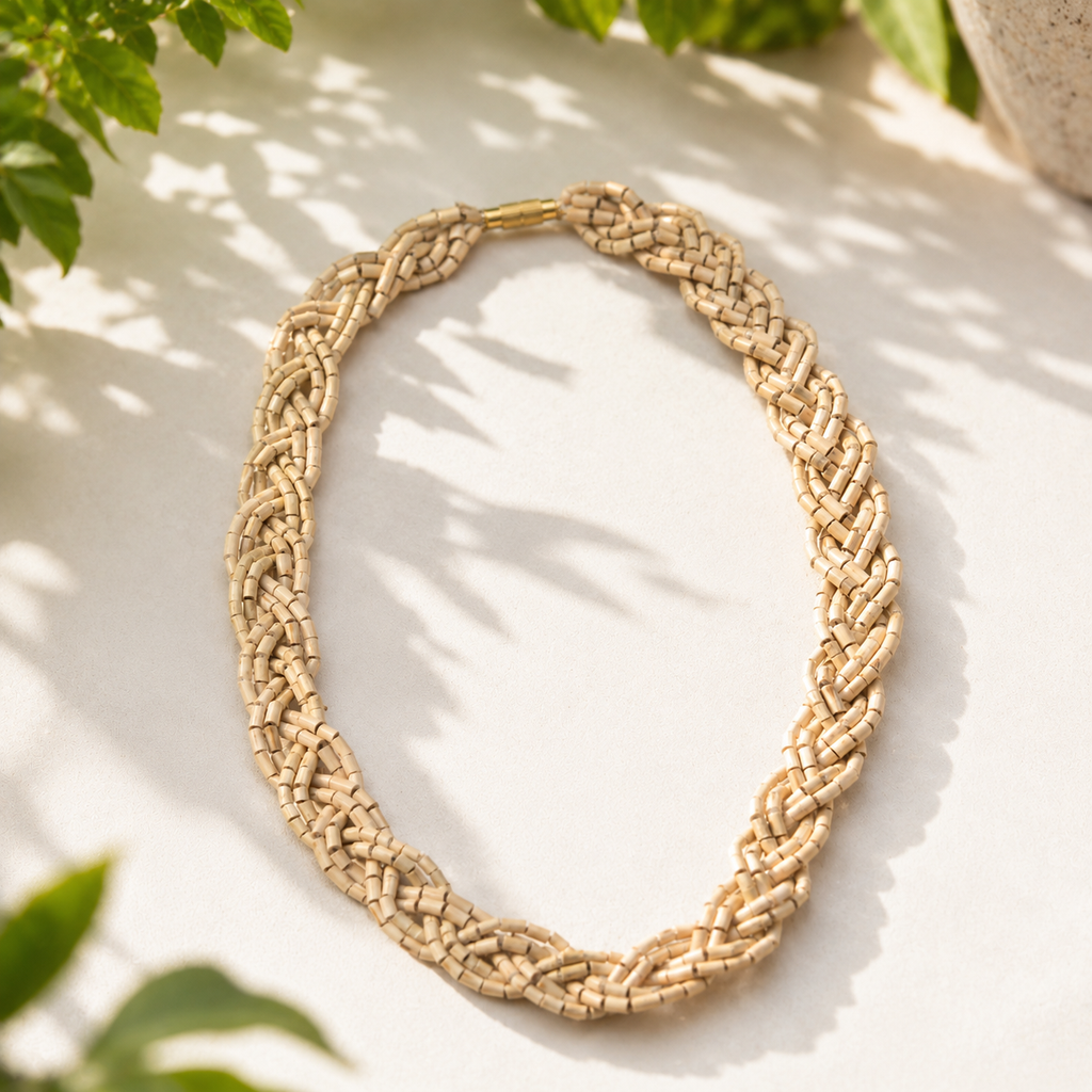 Multi-Layer Twisted Tulsi Kanthi Mala – Premium Hand-Woven Basil Wood Layered Neckpiece