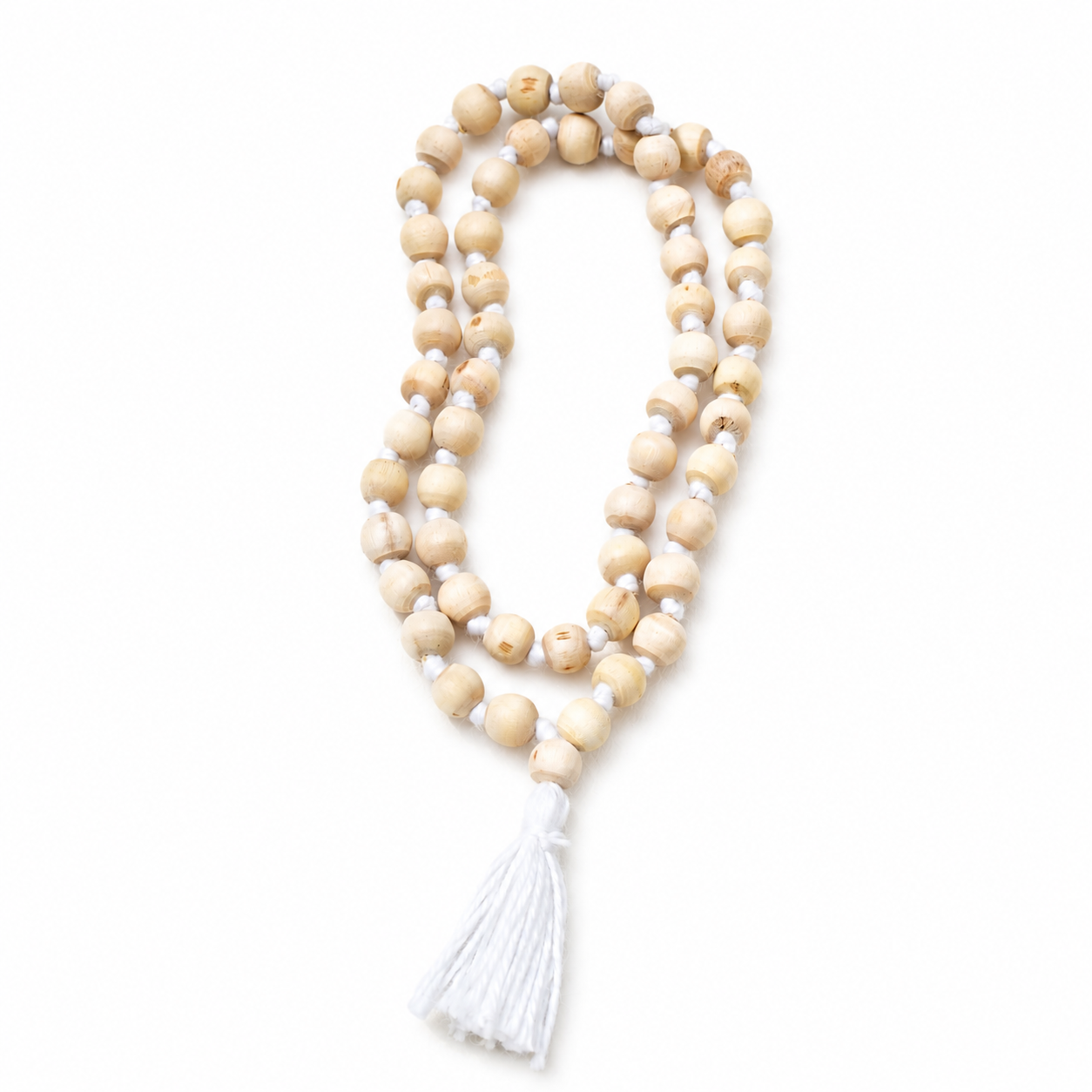 Tulsi Mala 54+1 – Natural Basil Wood Hand-Knotted Japa Mala for Chanting