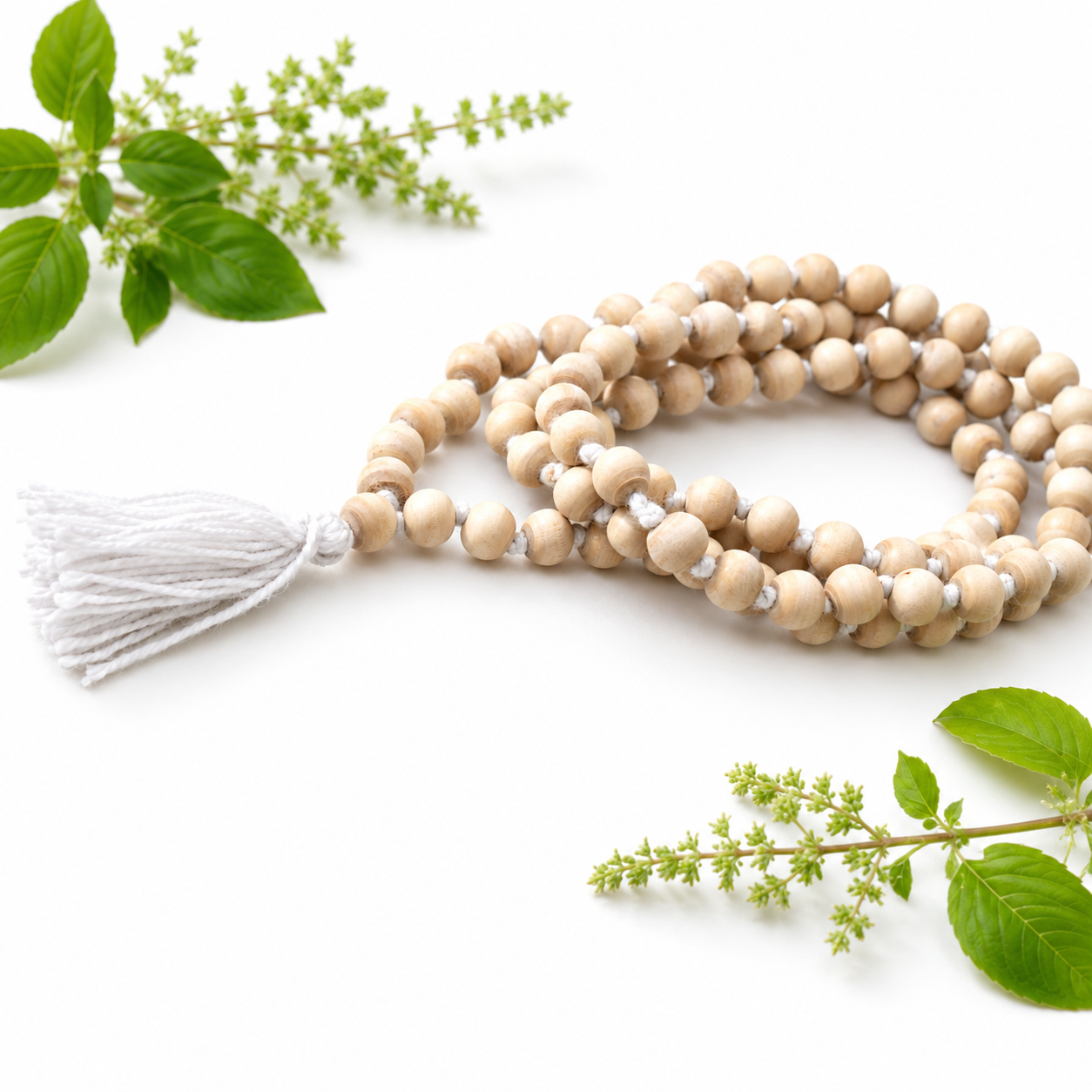 Premium Tulsi Jaap Mala 108+1 – Authentic Natural Basil Wood Meditation Prayer Beads
