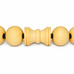 Bel Wood Bracelet with Damru – Natural Bilva Wood Beads &amp; Carved Focal Element
