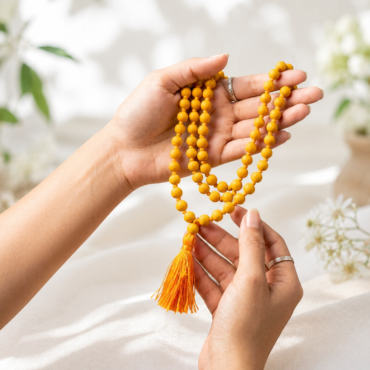 Haldi Jaap Mala – Natural Turmeric Beads 108