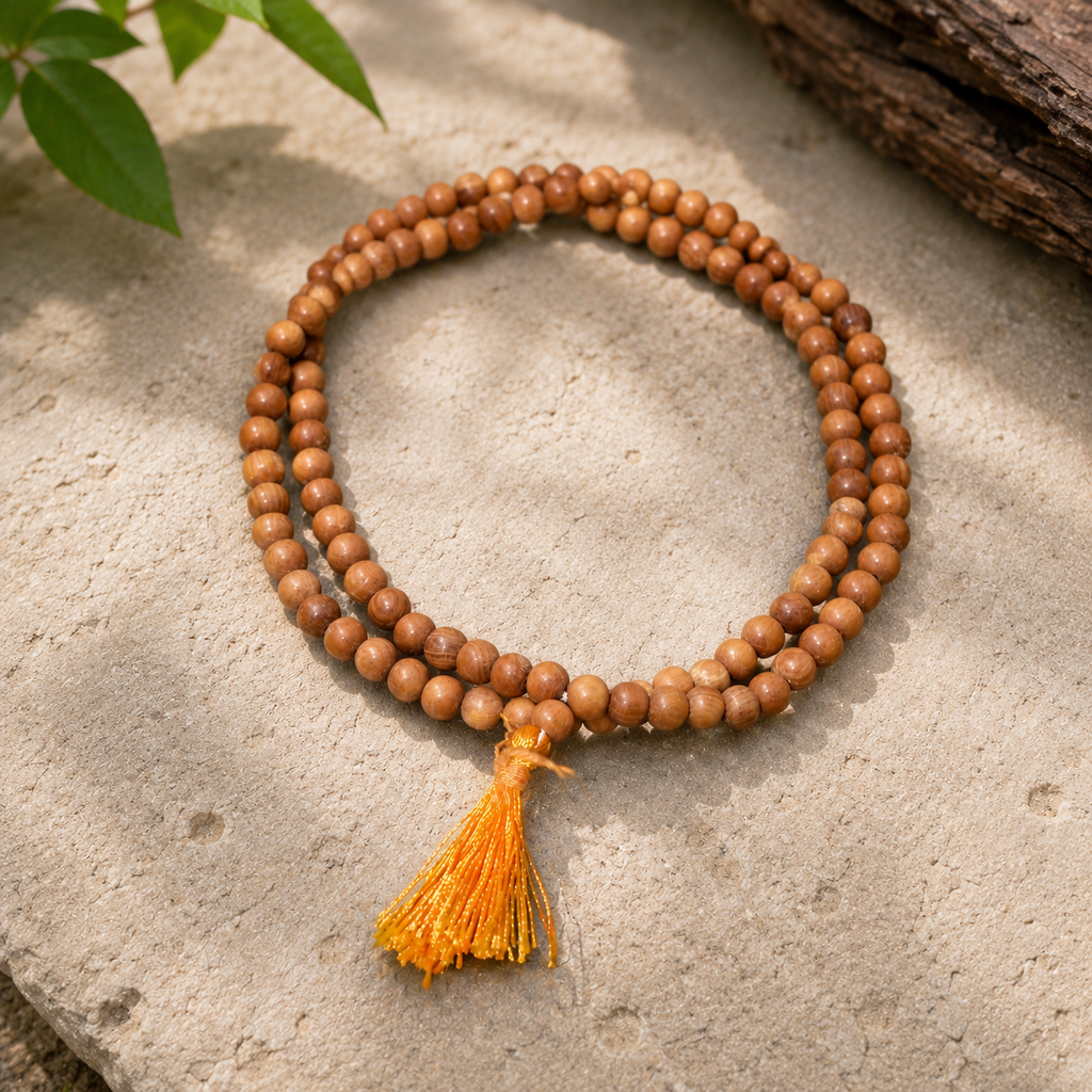 Devdar Wood Mala (Devadaru) – Natural Himalayan Cedar 108 Beads