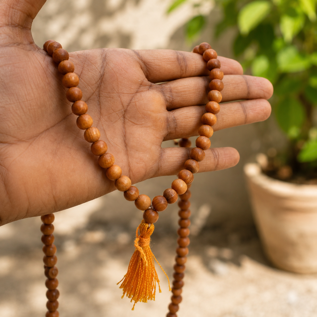 Devdar Wood Mala (Devadaru) – Natural Himalayan Cedar 108 Beads