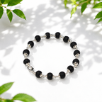 Karungali Bracelet with German Silver Cap – 8mm | Natural Black Ebony Wood