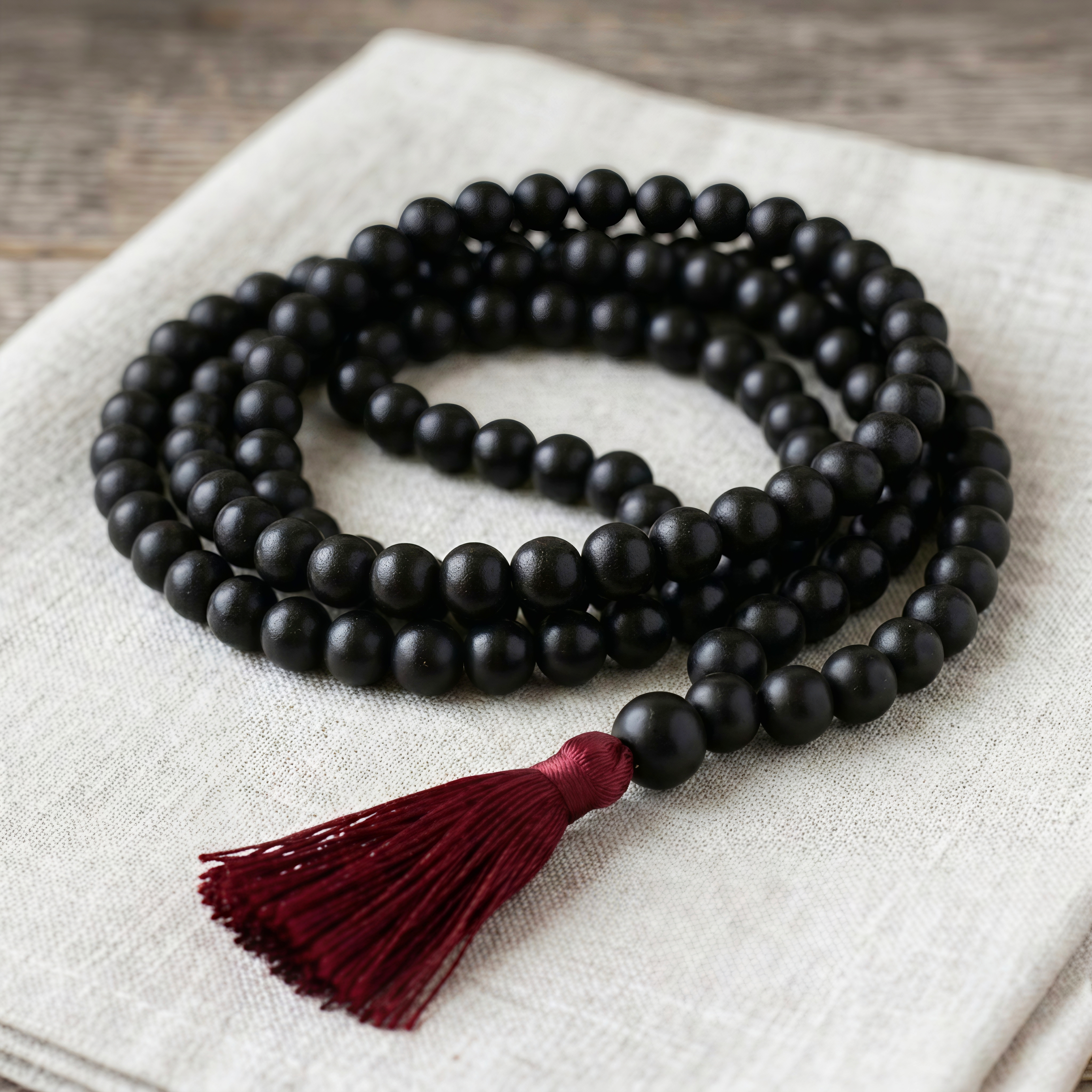 Karungali Mala (Black Ebony Wood) – Natural 108 Beads