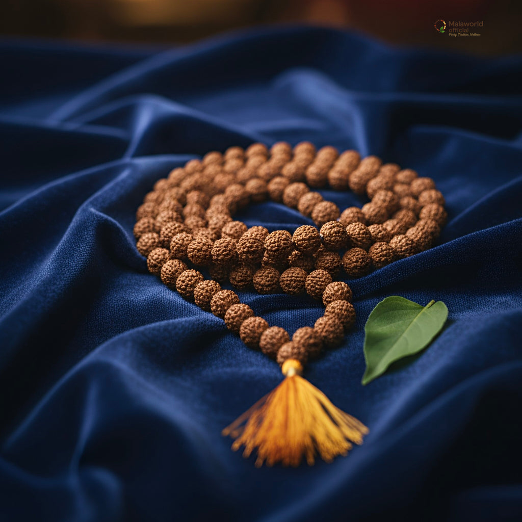 Natural Rudraksha Mala (8mm) | For Focus, Stress Relief & Meditation - Malaworldofficial