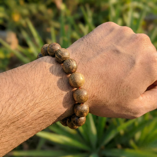 Dahiman Wood Bracelet – Natural Beads with Adjustable Cord
