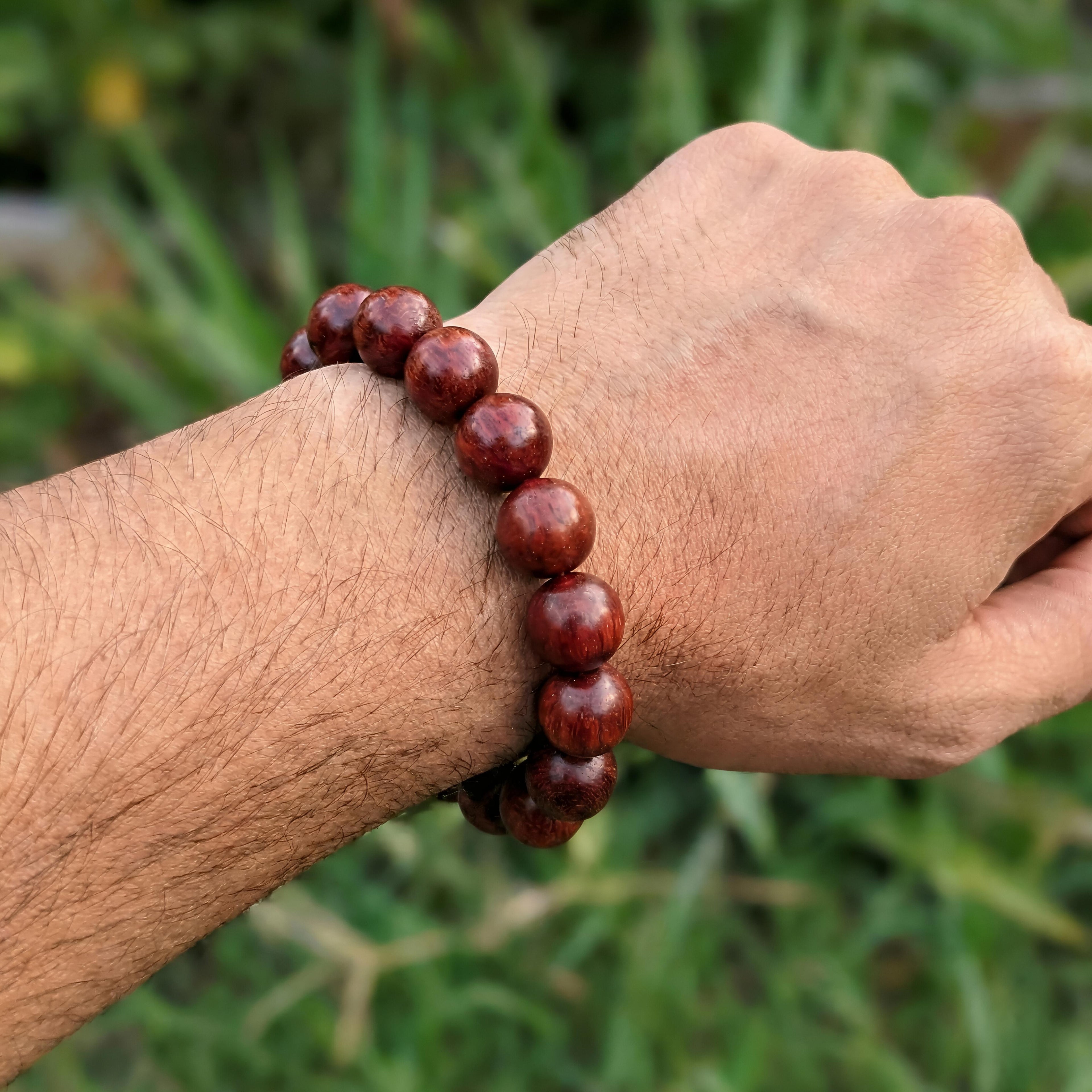 Traditional Red Sandalwood Bead Bracelet for Peace & Protection