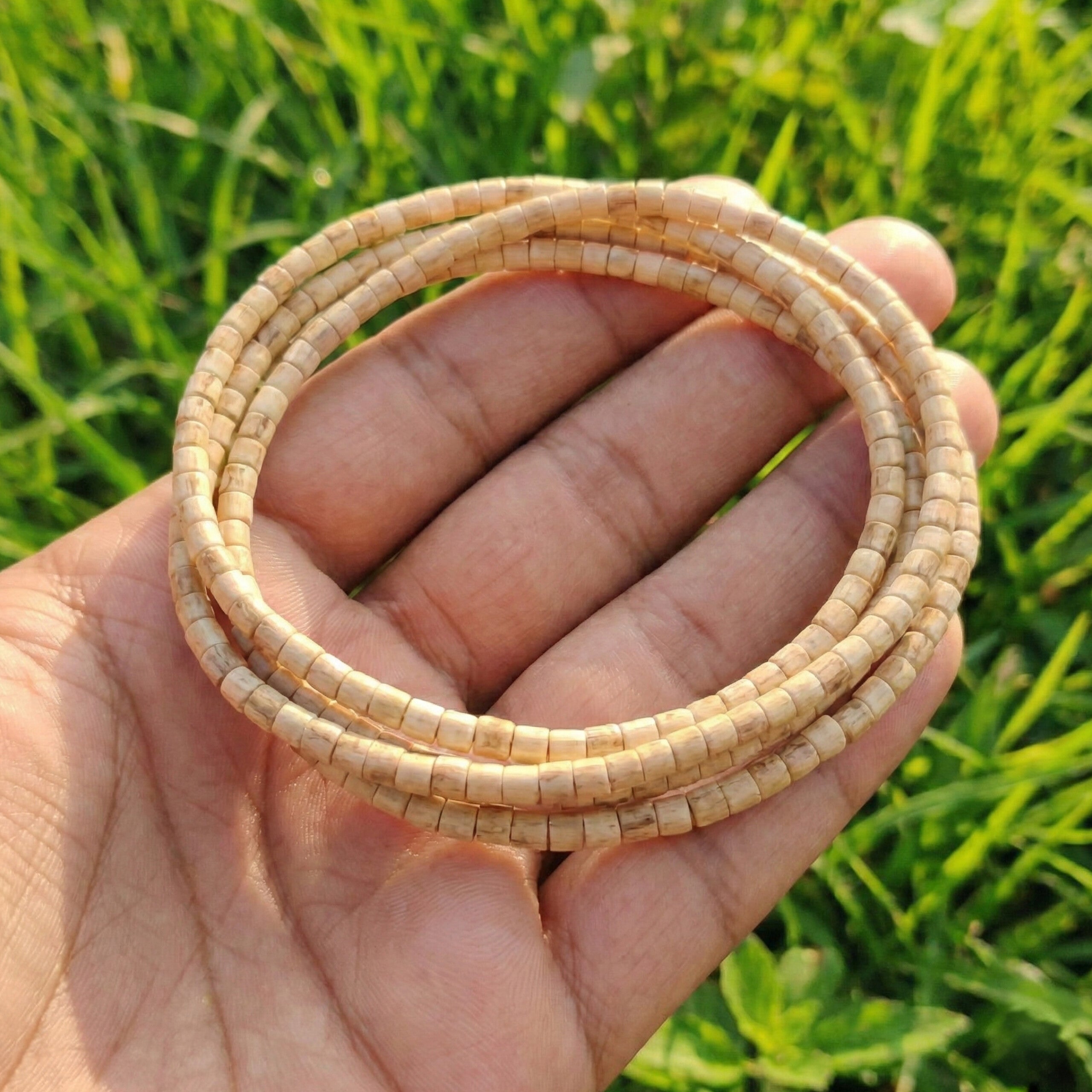 Natural Hand-Carved Tulsi Kanthi for Spiritual Protection