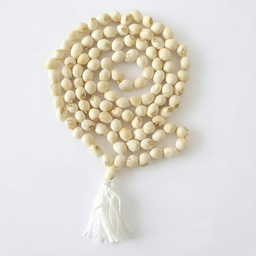 Authentic White Gunja Mala (Safed Chirmi) – Spiritual Peace & Prosperity