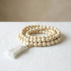 White Gunja Mala (Safed Chirmi) – Natural Seeds 108 Beads