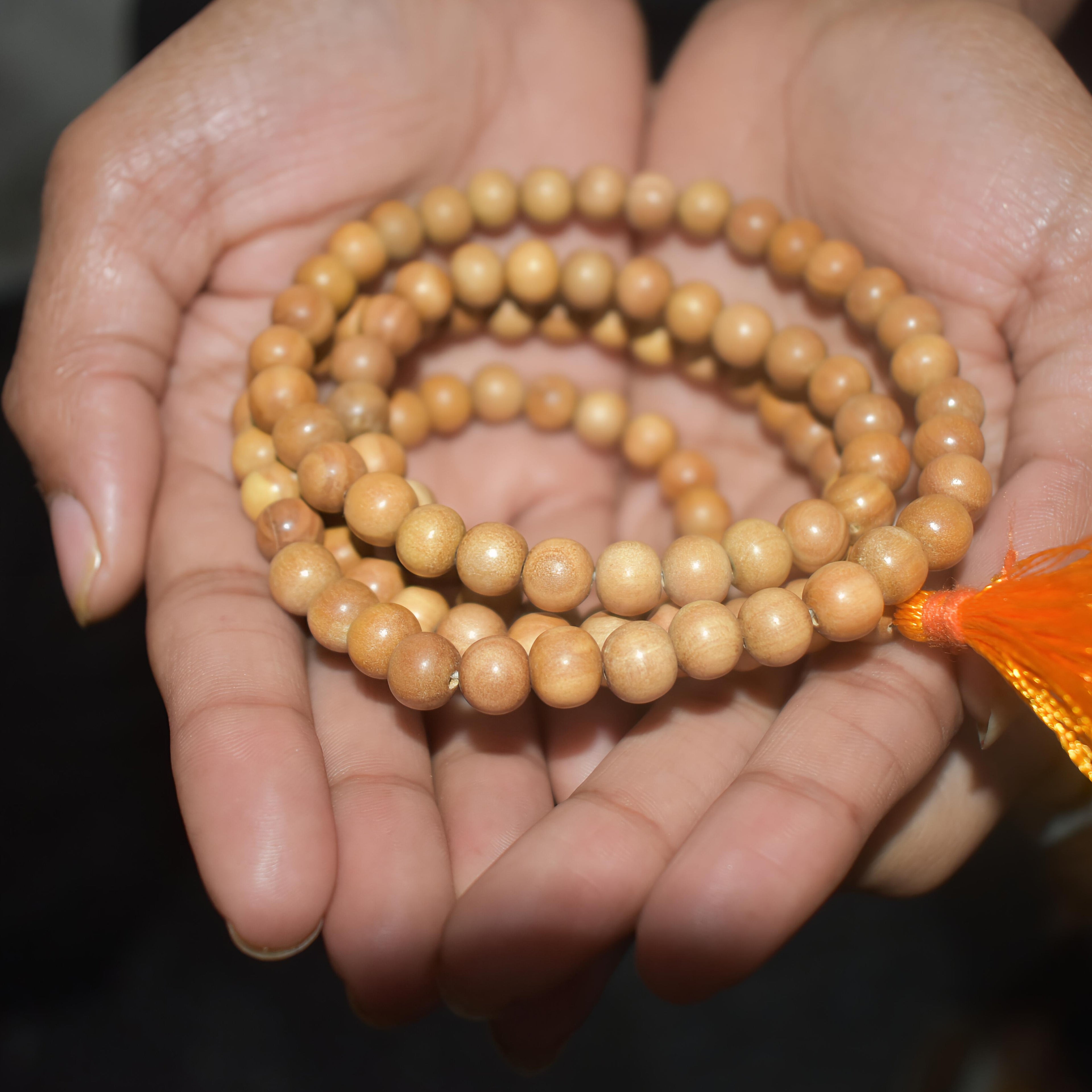 White Sandalwood Mala (Safed Chandan) – Natural 108 Beads