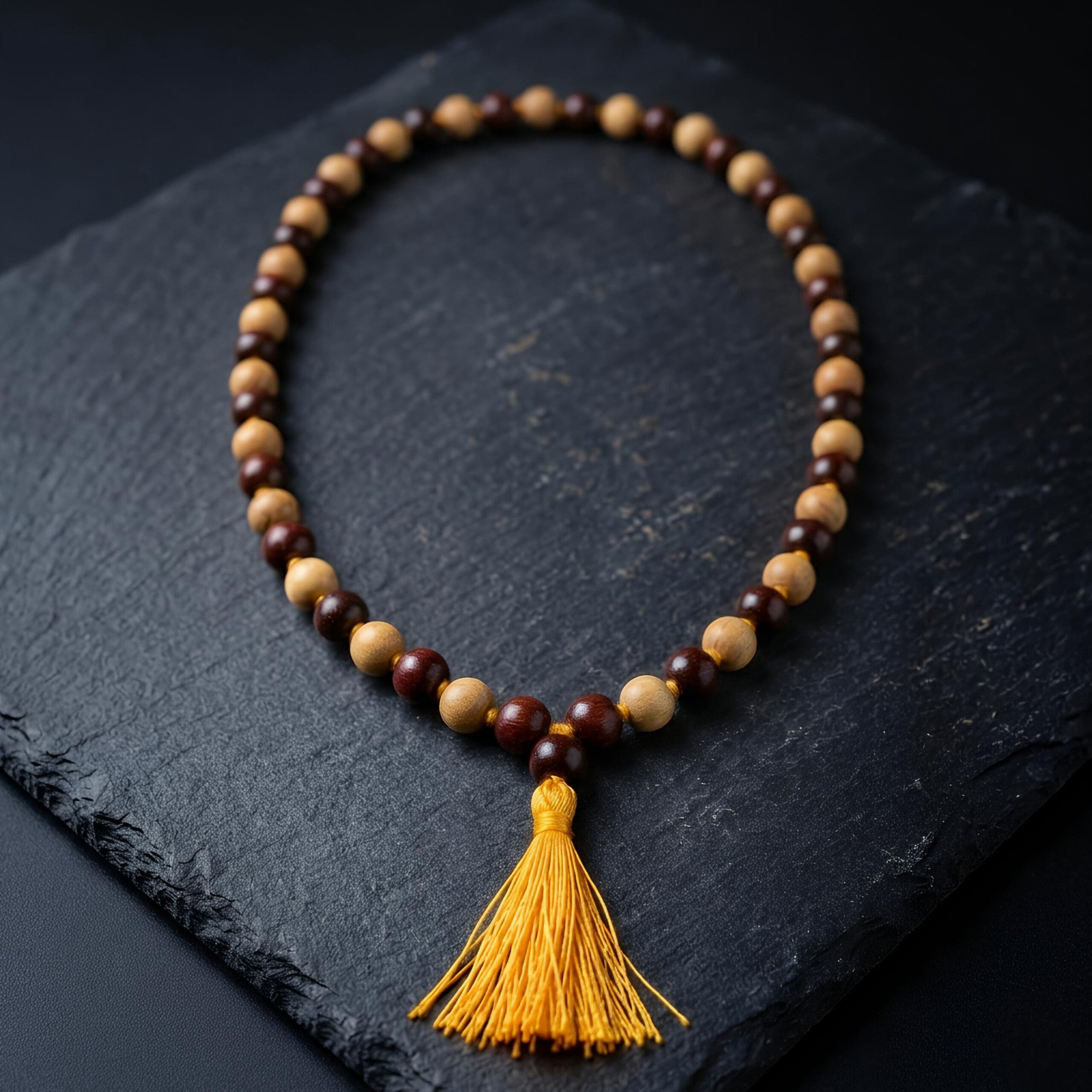 White & Red Sandalwood Mala 10mm Jaap Mala – Natural 54 / 108 Beads