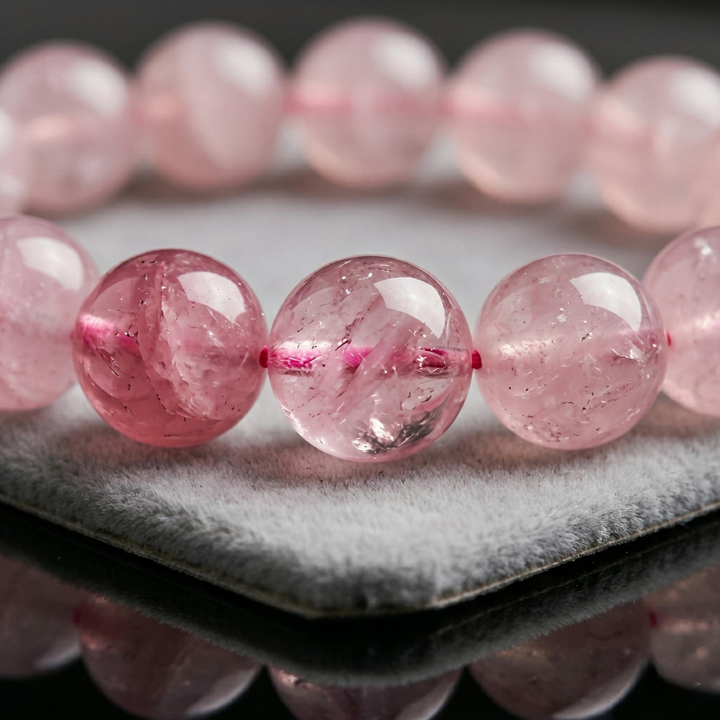 Rose Quartz Bracelet – Natural Translucent Pink Gemstone Beads