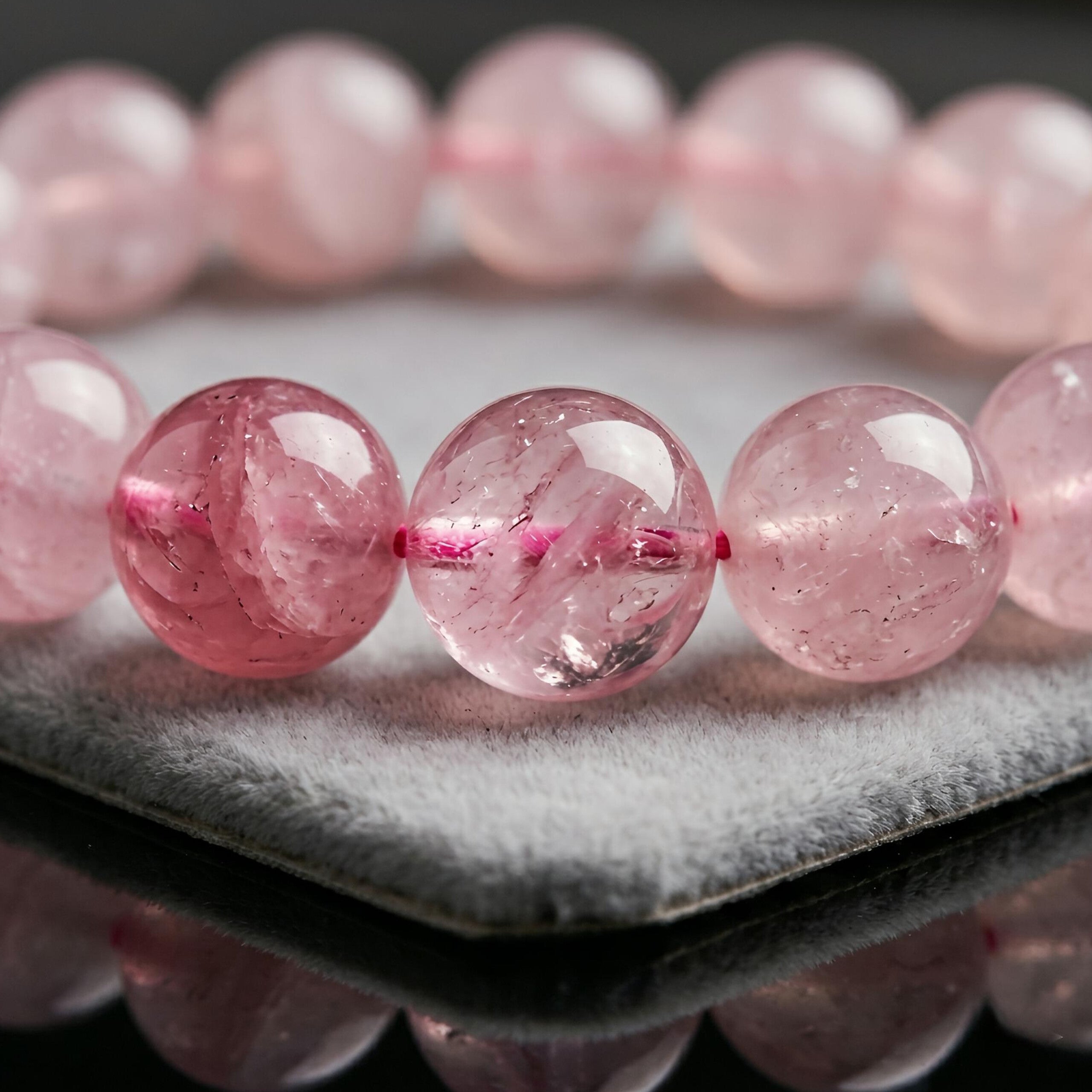 Rose Quartz Bracelet – Natural Translucent Pink Gemstone Beads