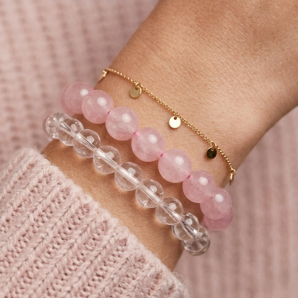 Rose Quartz Bracelet – Natural Translucent Pink Gemstone Beads
