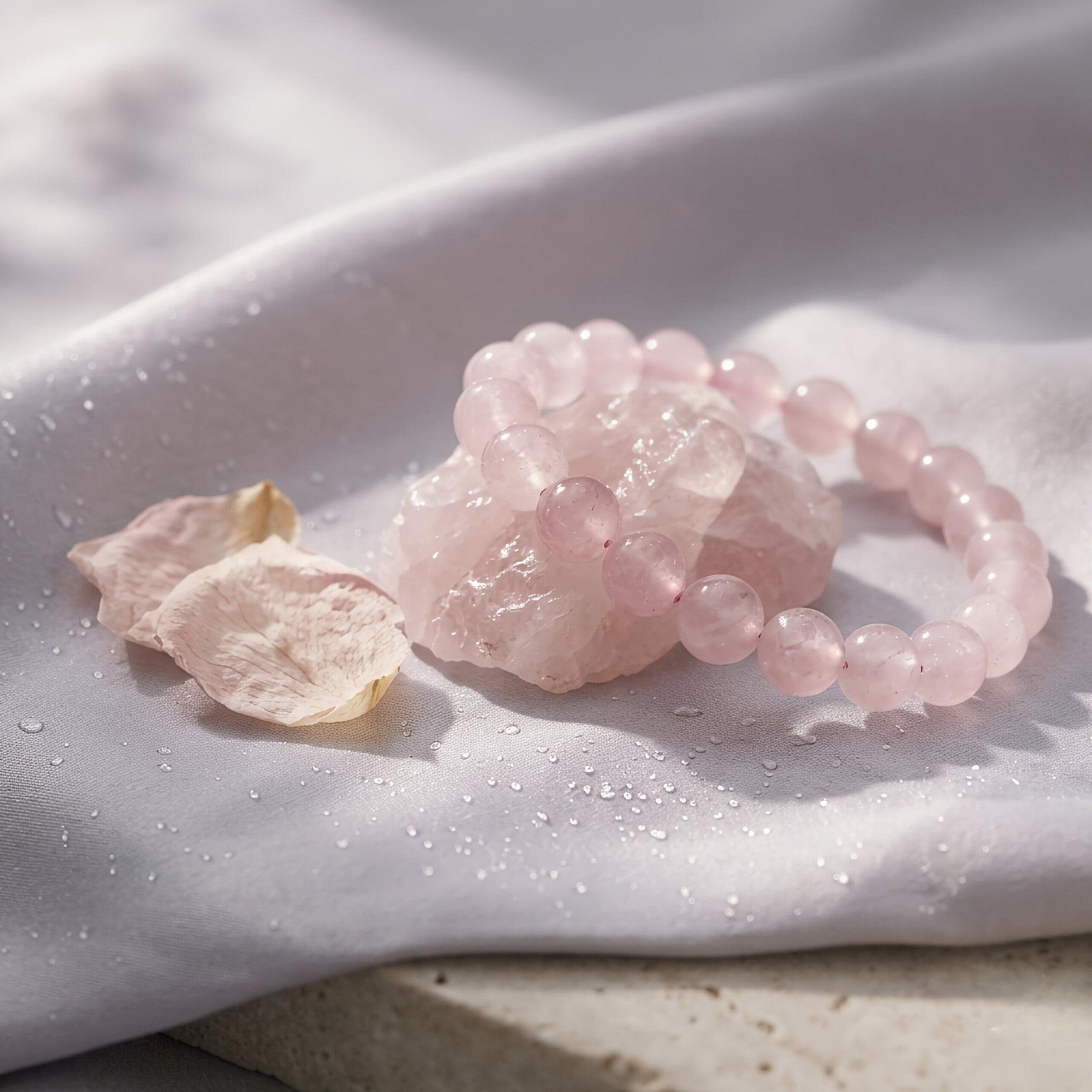 Rose Quartz Bracelet – Natural Translucent Pink Gemstone Beads