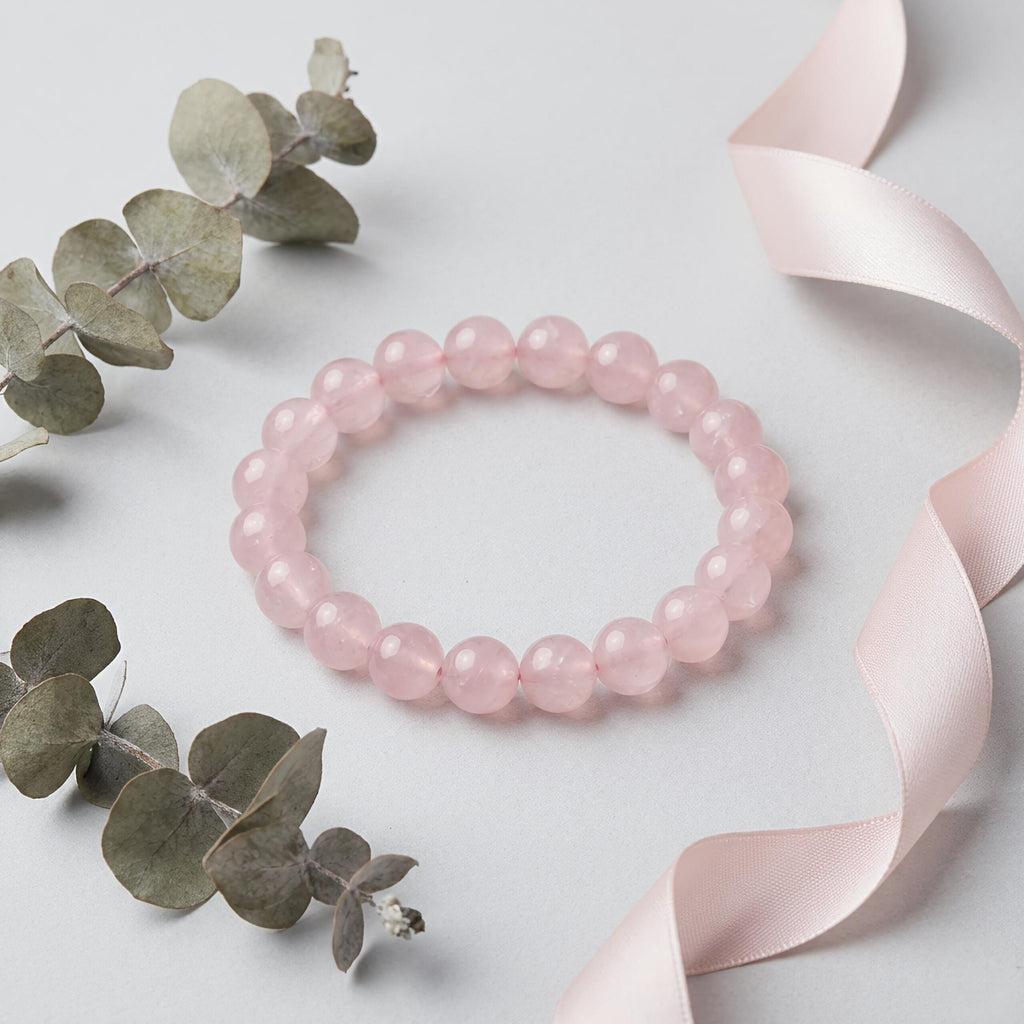 Rose Quartz Bracelet – Natural Translucent Pink Gemstone Beads