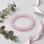Rose Quartz Bracelet – Natural Translucent Pink Gemstone Beads