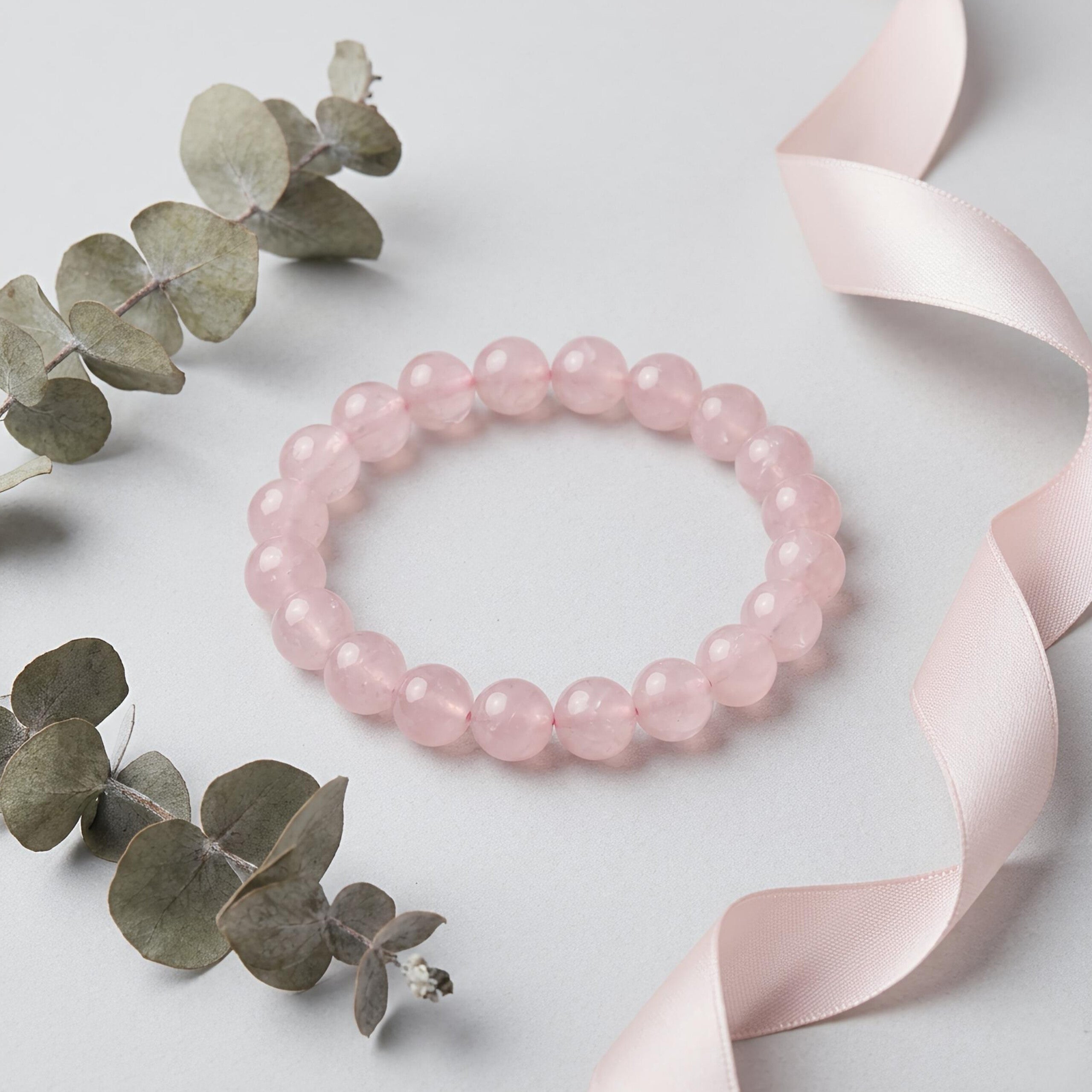 Rose Quartz Bracelet – Natural Translucent Pink Gemstone Beads