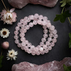 Rose Quartz Bracelet – Natural Translucent Pink Gemstone Beads