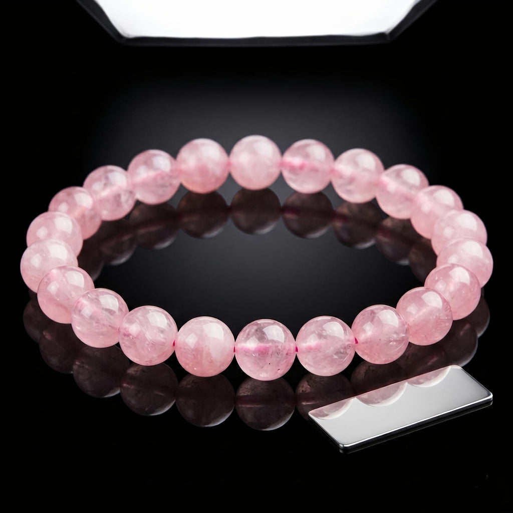 Rose Quartz Bracelet – Natural Translucent Pink Gemstone Beads
