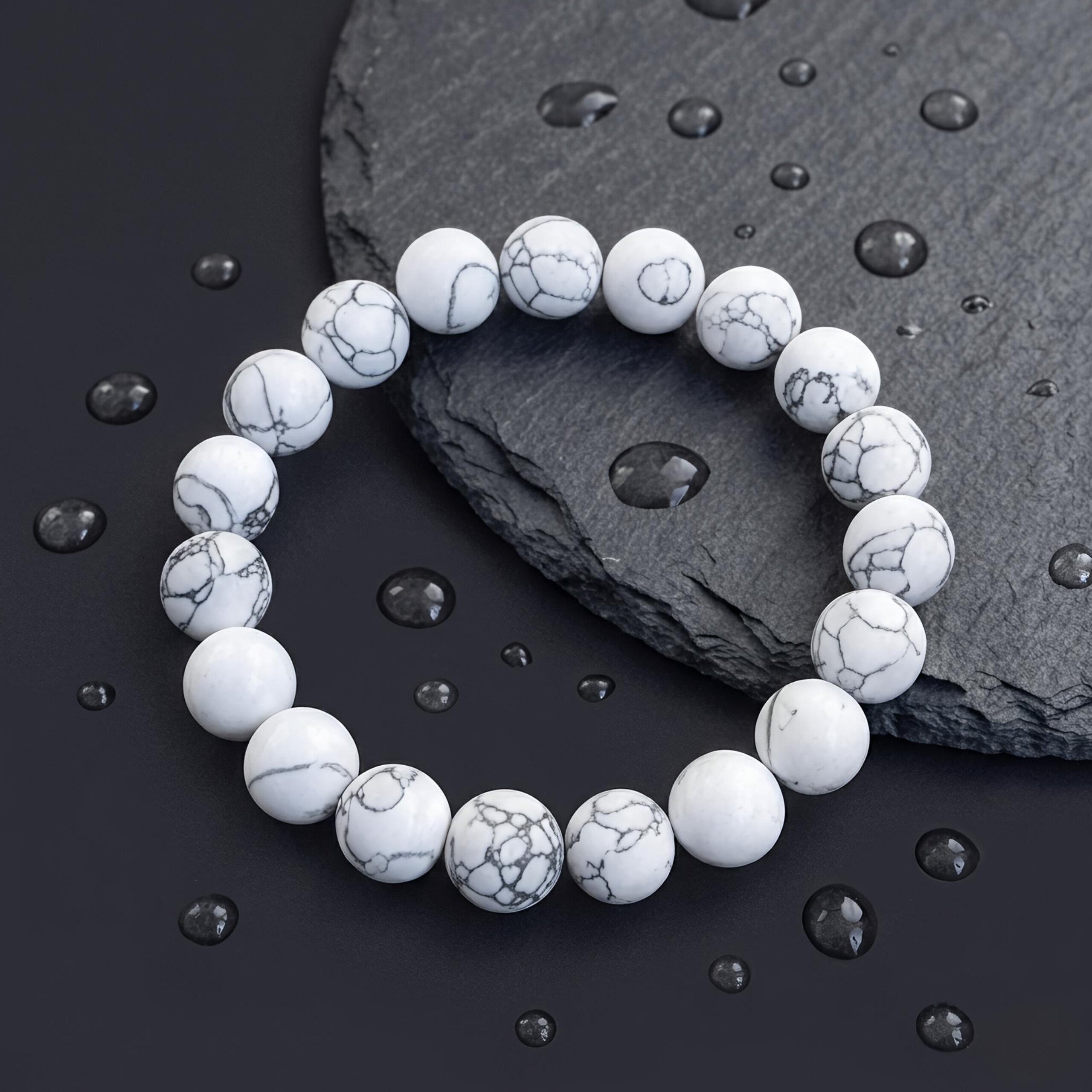 Howlite Bracelet – Natural White Marble-Effect Gemstone Beads