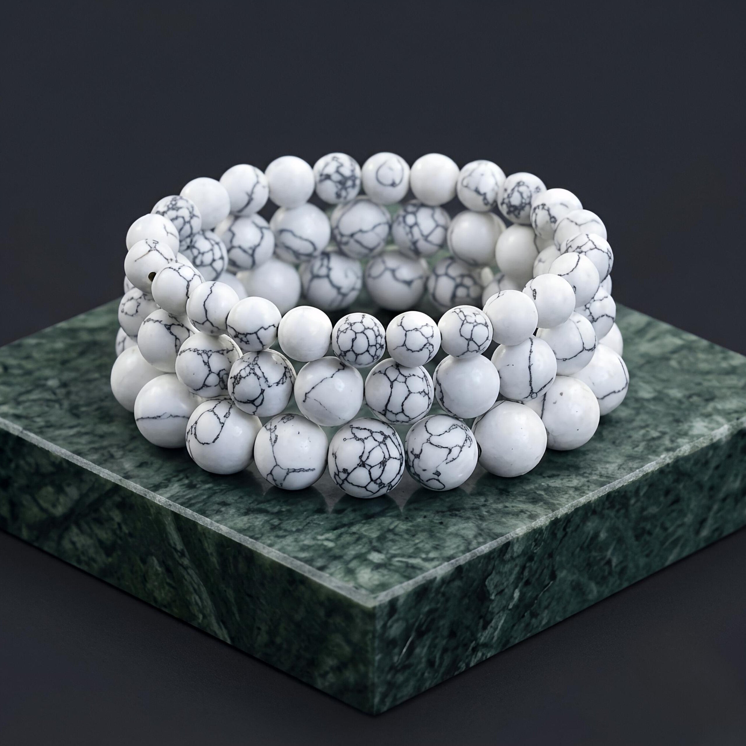 Howlite Bracelet – Natural White Marble-Effect Gemstone Beads